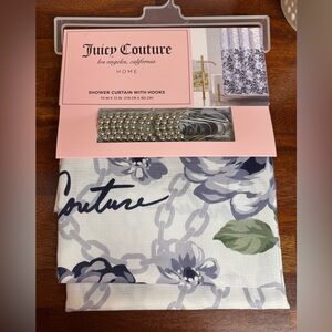 Juicy Couture Shower Curtain Floral Chain Print w Hooks 70x72 New